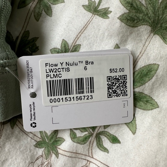 *SOLD* BNWT Flow Y Bra size 6 palm court lululemon - Picture 5 of 6
